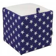 Taburet Box Print - corp Steag USA - stele/capac imitatie piele alb